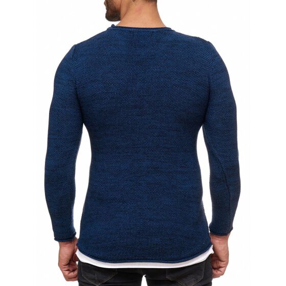 Red Bridge Herren Stylisch Cuts Strickpullover Pullover Sweat Oversize Destroyed double layer Indigo