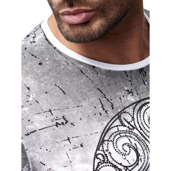 Red Bridge Herren Longsleeve Pullover Sweatshirt Designer Skull Motiv mit Strasssteinen Schwarz-Weiß