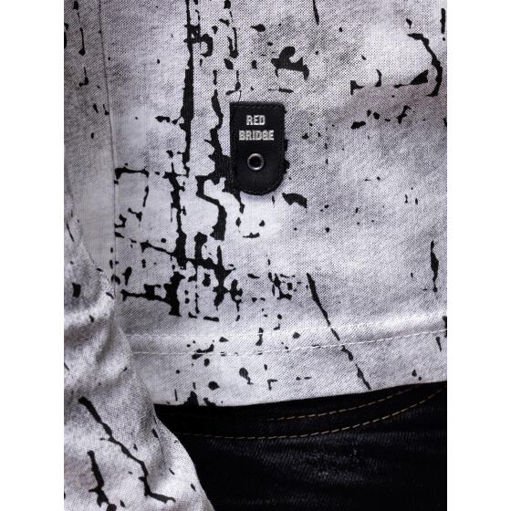 Red Bridge Mens Longsleeve Pullover Sweatshirt Designer Skull Motif with Rhinestones Black and White