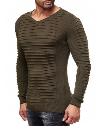 Red Bridge Mens Biker Line Ribbed Structure Casual Knit...