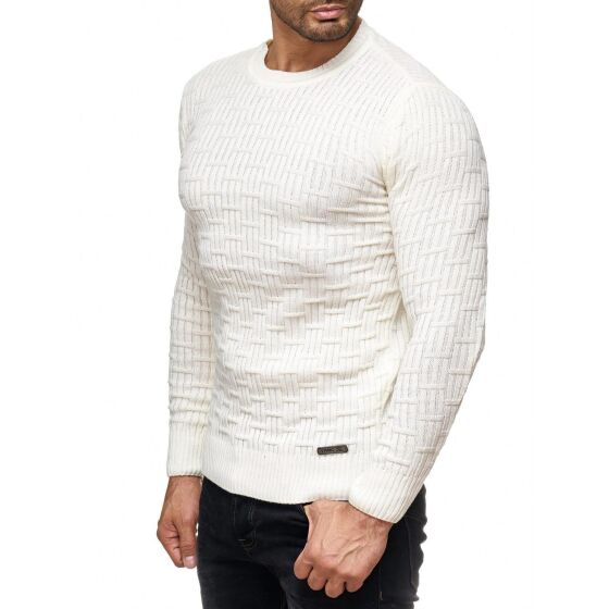 Red Bridge Mens Wooden Boxes Plattern Casual Knit Jumper Pullover Sweat Beige