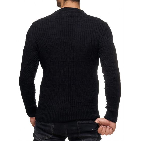 Red Bridge Mens Wooden Boxes Plattern Casual Knit Jumper Jumper Sweat Black