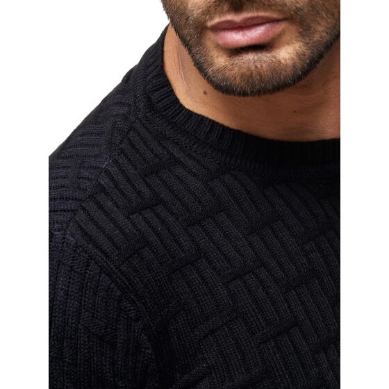 Red Bridge Mens Wooden Boxes Plattern Casual Knit Jumper Jumper Sweat Black