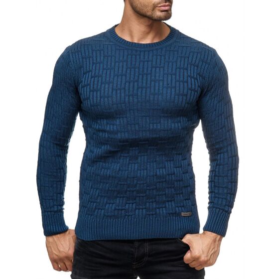 Red Bridge Mens Wooden Boxes Plattern Casual Knit Jumper Pullover Sweat Blue