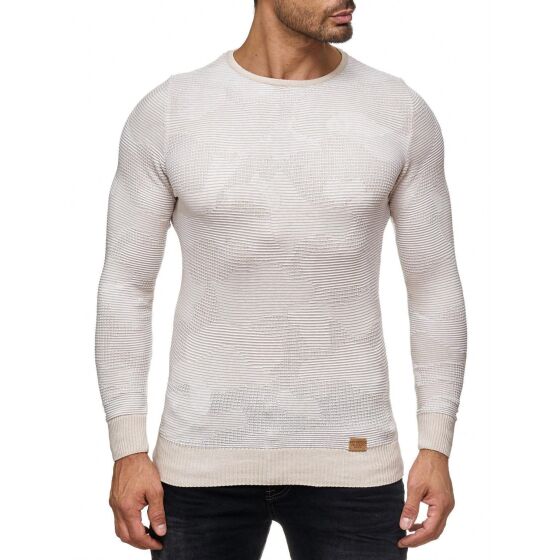 Red Bridge Herren New Style Camo Effect Strickpullover Pullover Sweat Longsleeve Camouflage Beige