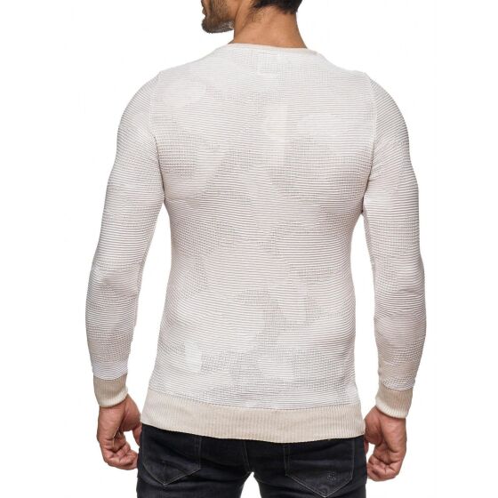 Red Bridge Herren New Style Camo Effect Strickpullover Pullover Sweat Longsleeve Camouflage Beige