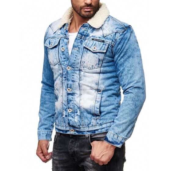 Red Bridge Mens Denim Jacket Trucker Sherpa Denim RBC Denim Jacket Lined Jacket Coat Transition Jacket Jeans Blue Denim Blue