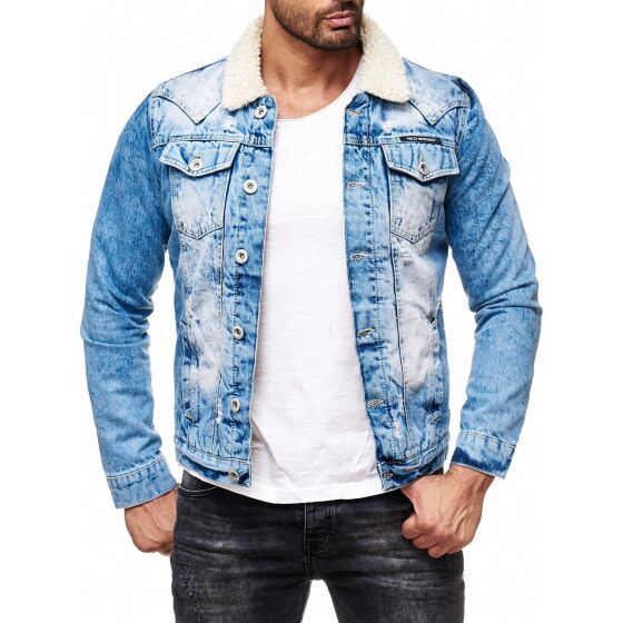 Red Bridge Mens Denim Jacket Trucker Sherpa Denim RBC Denim Jacket Lined Jacket Coat Transition Jacket Jeans Blue Denim Blue