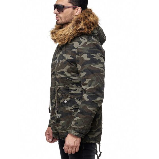 Red Bridge Herren El Patron Camouflage Parka Jacke Mantel mit designer Kunstfell Innen gefüttert Winterjacke
