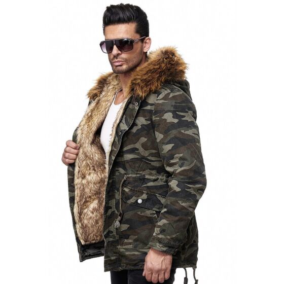 Red Bridge Herren El Patron Camouflage Parka Jacke Mantel mit designer Kunstfell Innen gefüttert Winterjacke