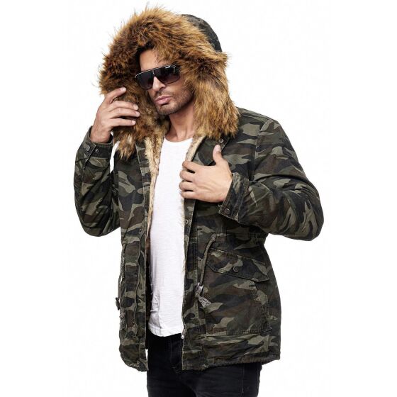 Red Bridge Herren El Patron Camouflage Parka Jacke Mantel mit designer Kunstfell Innen gefüttert Winterjacke