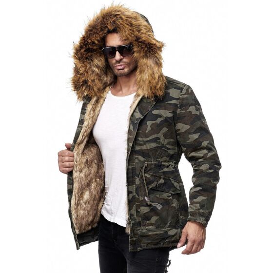 Red Bridge Herren El Patron Camouflage Parka Jacke Mantel mit designer Kunstfell Innen gefüttert Winterjacke