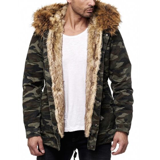 Red Bridge Herren El Patron Camouflage Parka Jacke Mantel mit designer Kunstfell Innen gefüttert Winterjacke