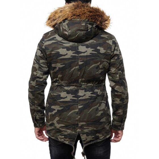 Red Bridge Herren El Patron Camouflage Parka Jacke Mantel mit designer Kunstfell Innen gefüttert Winterjacke