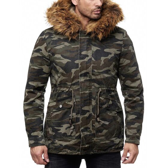 Red Bridge Mens El Patron Camouflage Parka Jacket Coat with designer faux fur lined interior winter jacket