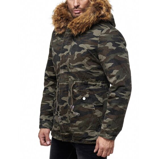 Red Bridge Mens El Patron Camouflage Parka Jacket Coat with designer faux fur lined interior winter jacket
