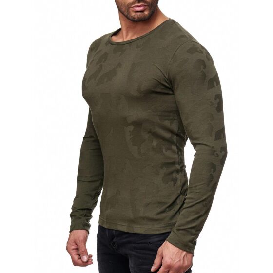Red Bridge Herren fine Camo Effect Longsleeve Pullover Sweat Camouflage Khaki