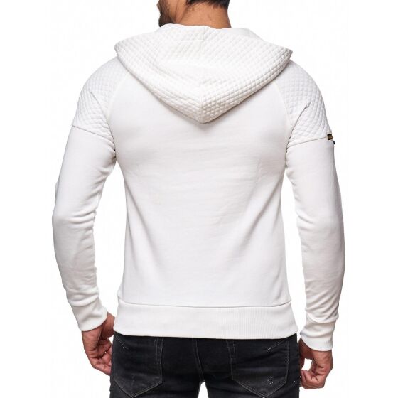 Red Bridge Mens Wild Wolf Relief Print Hoodie Jumper Sweatshirt Sweater Ecru White