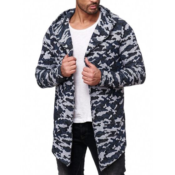 Red Bridge Mens Camo Cardigan Cardigan without Closure Transition Jacket with Hood Oversize Dark Blue