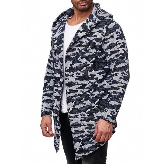 Red Bridge Mens Camo Cardigan Cardigan without Closure Transition Jacket with Hood Oversize Dark Blue