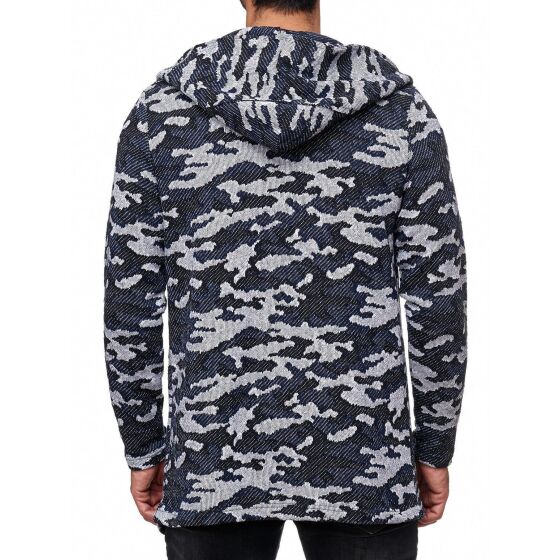 Red Bridge Mens Camo Cardigan Cardigan without Closure Transition Jacket with Hood Oversize Dark Blue