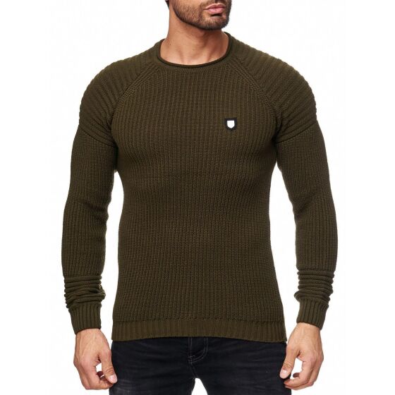 Red Bridge Mens Classic Knit RBC Knit Jumper Jumper Stick Longsleeve Khaki Green