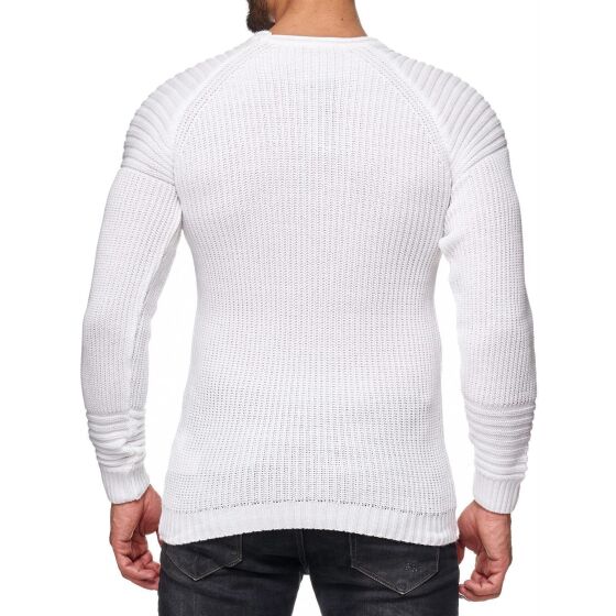 Red Bridge Mens Classic Knit RBC Knit Jumper Pullover Stick Longsleeve White