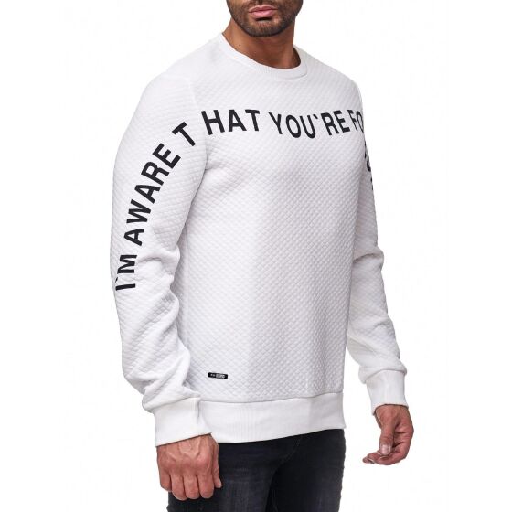 Red Bridge Herren Pullover Sweat you are following me Longsleeve Weiß