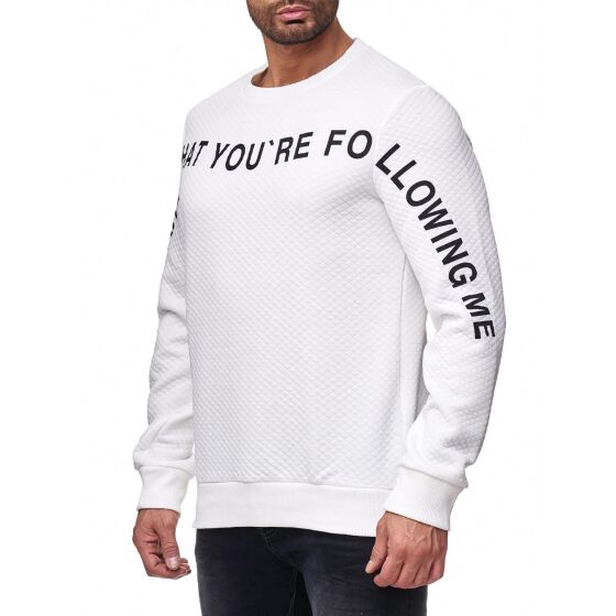 Red Bridge Herren Pullover Sweat you are following me Longsleeve Weiß