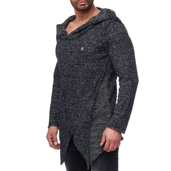 Red Bridge Mens cardigan transition jacket sweater premium RBC oblique zipper oversize cardigan with hood anthracite