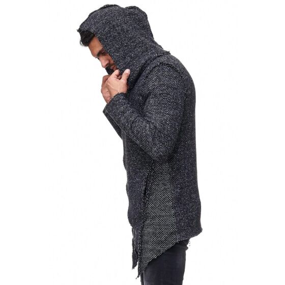 Red Bridge Mens cardigan transition jacket sweater premium RBC oblique zipper oversize cardigan with hood anthracite