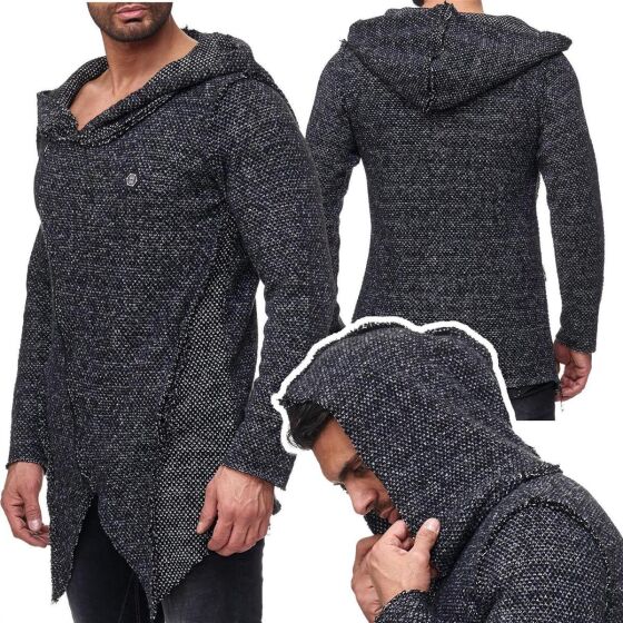 Red Bridge Mens cardigan transition jacket sweater premium RBC oblique zipper oversize cardigan with hood anthracite