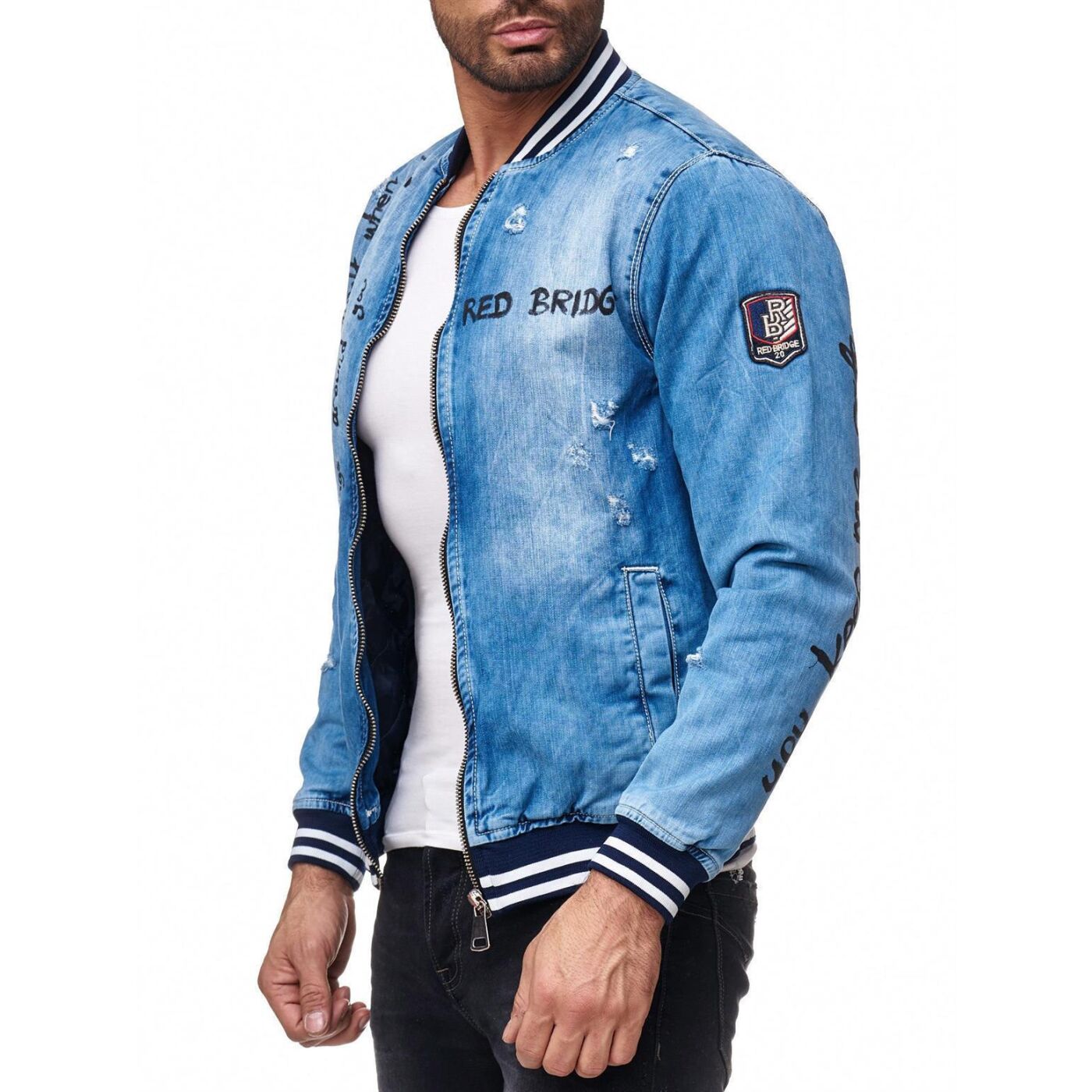 Zweifarbige Jeansjacke für Herren