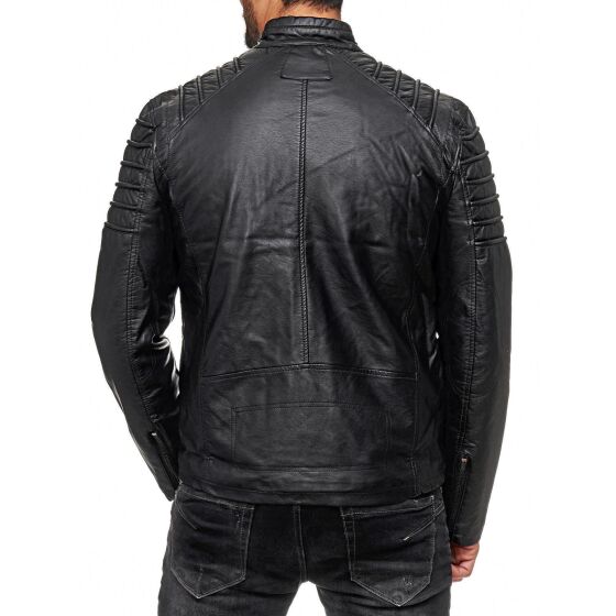 Red Bridge Herren Jacke Kunst- Lederjacke Biker MC Black imitation leather jacket Schwarz