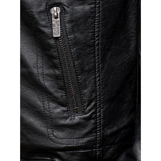 Red Bridge Herren Jacke Kunst- Lederjacke Biker MC Black imitation leather jacket Schwarz