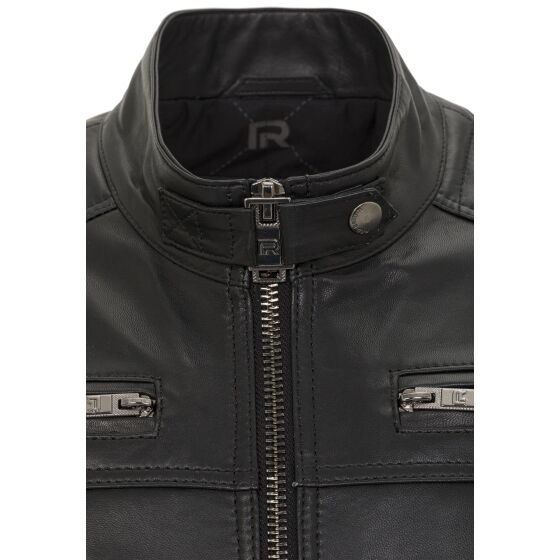 Red Bridge Mens Leather Jacket Genuine Leather Biker Jacket Black