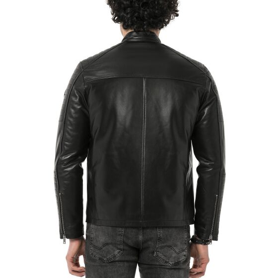 Red Bridge Herren Lederjacke Echtleder Bikerjacke Schwarz L