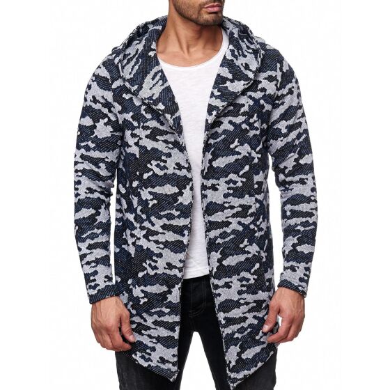 Red Bridge Herren Camo Cardigan Strickjacke ohne Verschluss Übergangsjacke mit Kapuze Oversize