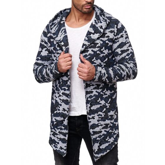 Red Bridge Herren Camo Cardigan Strickjacke ohne Verschluss Übergangsjacke mit Kapuze Oversize