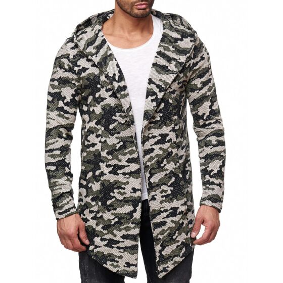 Red Bridge Herren Camo Cardigan Strickjacke ohne Verschluss Übergangsjacke mit Kapuze Oversize