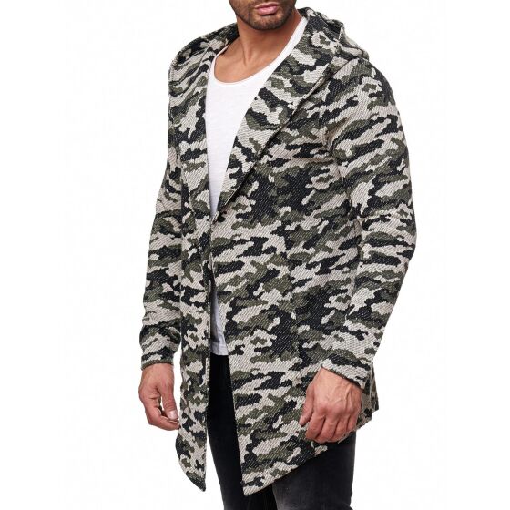 Red Bridge Herren Camo Cardigan Strickjacke ohne Verschluss Übergangsjacke mit Kapuze Oversize