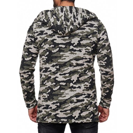 Red Bridge Herren Camo Cardigan Strickjacke ohne Verschluss Übergangsjacke mit Kapuze Oversize