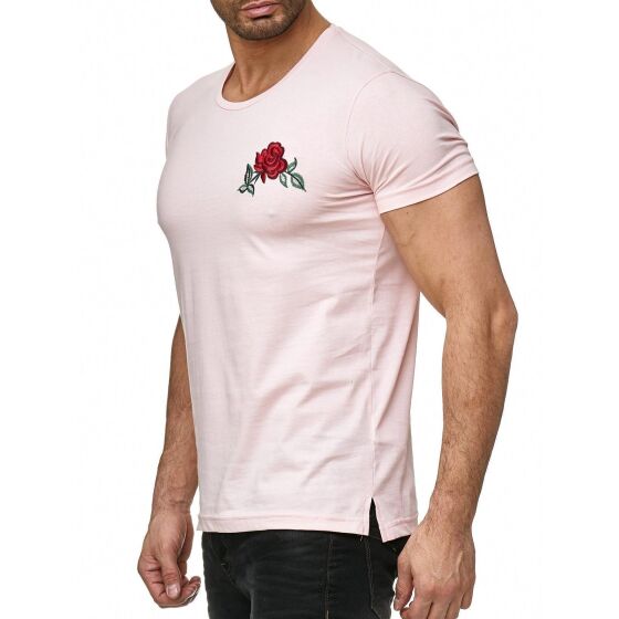 Red Bridge Mens Stiched Chest Flower T-Shirt