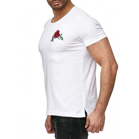Red Bridge Mens Stiched Chest Flower T-Shirt