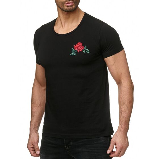 Red Bridge Herren T-Shirt Stiched Chest Flower Schwarz L