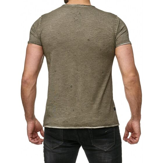 Red Bridge Herren T-Shirt Vintage Oil Washed Stiched Chest Flower