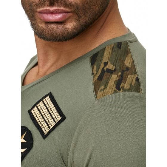 Red Bridge Herren T-Shirt V-Neck Military