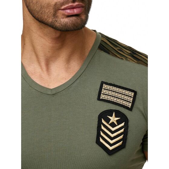 Red Bridge Mens Military V-Neck T-Shirt