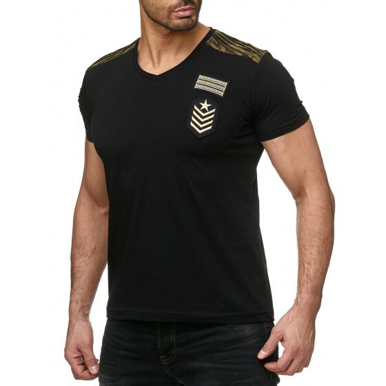 Red Bridge Mens Military V-Neck T-Shirt