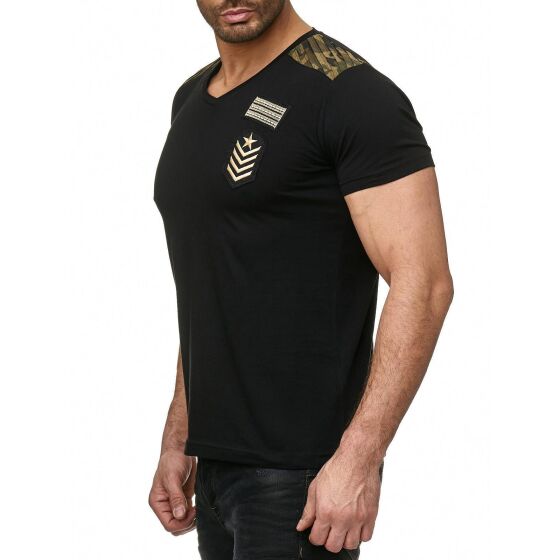 Red Bridge Mens Military V-Neck T-Shirt